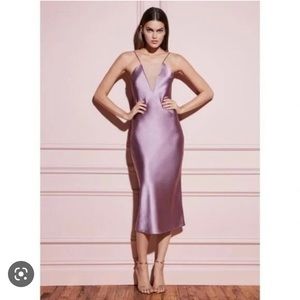 Fleur du Mal Sheer Plunge Bias Slip Dress in Wisteria